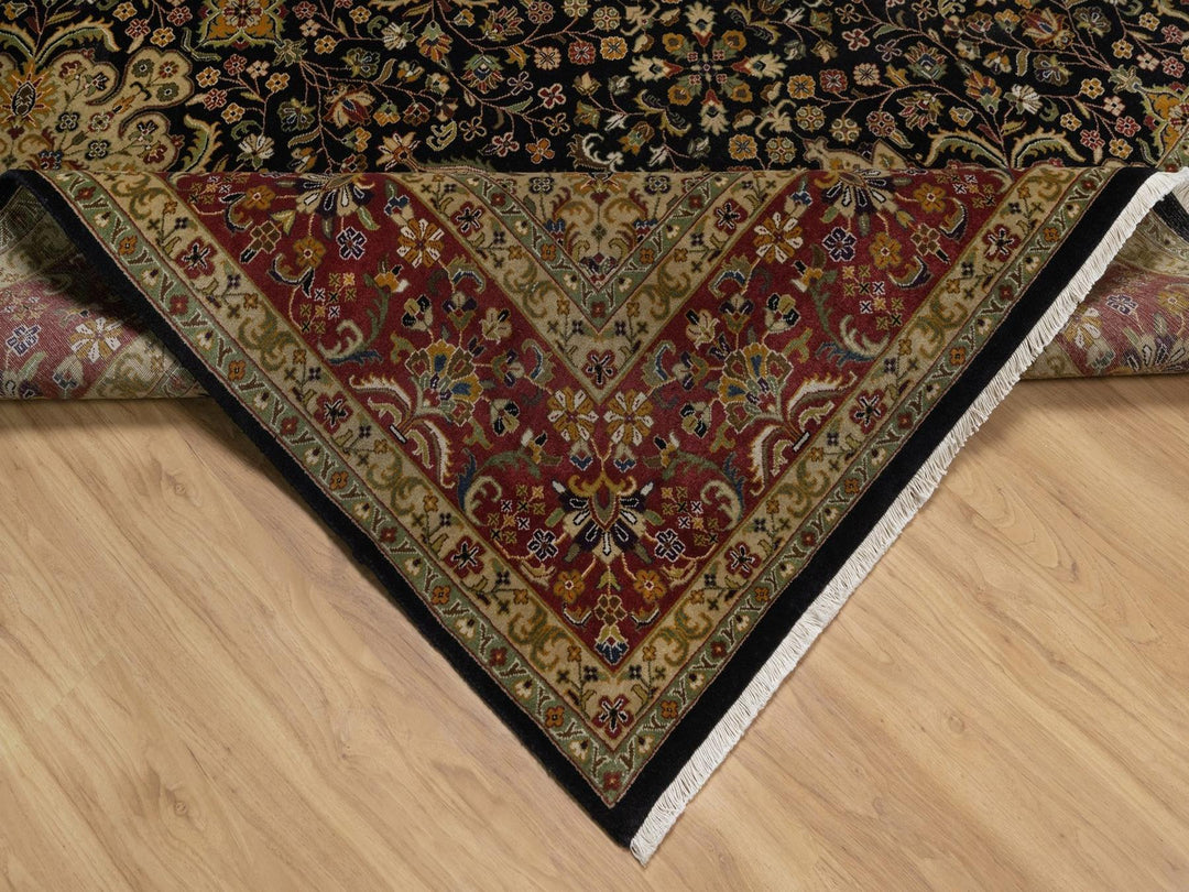 8'0" x 10'1" New Hand Knotted Black Wool Rectangle Oriental Rug - MOA10291834
