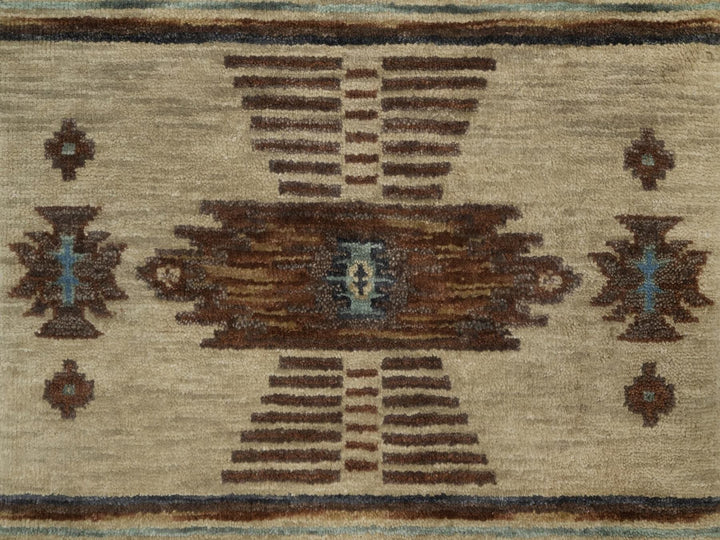 2'7" x 5'10" New Hand Knotted Ivory Wool Runner Oriental Rug - MOA10291835