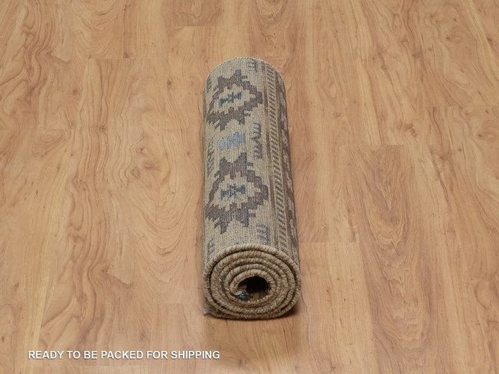2'7" x 5'10" New Hand Knotted Ivory Wool Runner Oriental Rug - MOA10291835