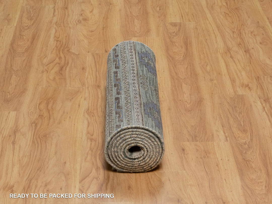 2'6" x 10'0" New Hand Knotted Beige Wool Runner Oriental Rug - MOA10291838