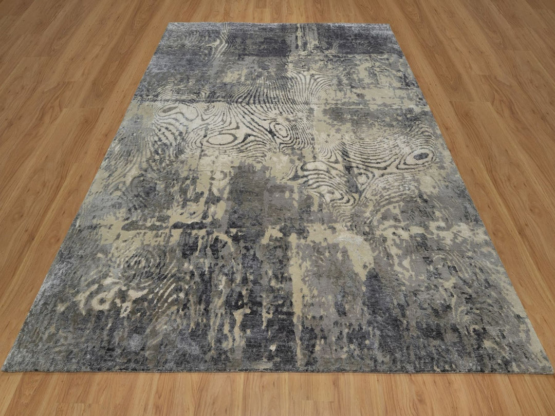 8'1" x 9'11" New Hand Knotted Ivory Wool Rectangle Oriental Rug - MOA10291840