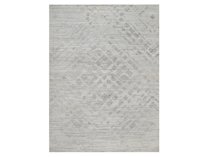 9'0" x 12'1" New Hand Knotted Ivory Wool Rectangle Oriental Rug - MOA10291841