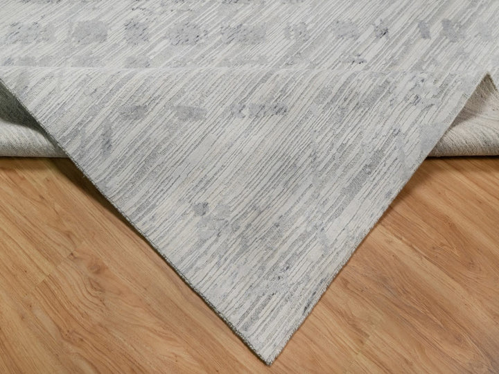 9'0" x 12'1" New Hand Knotted Ivory Wool Rectangle Oriental Rug - MOA10291841