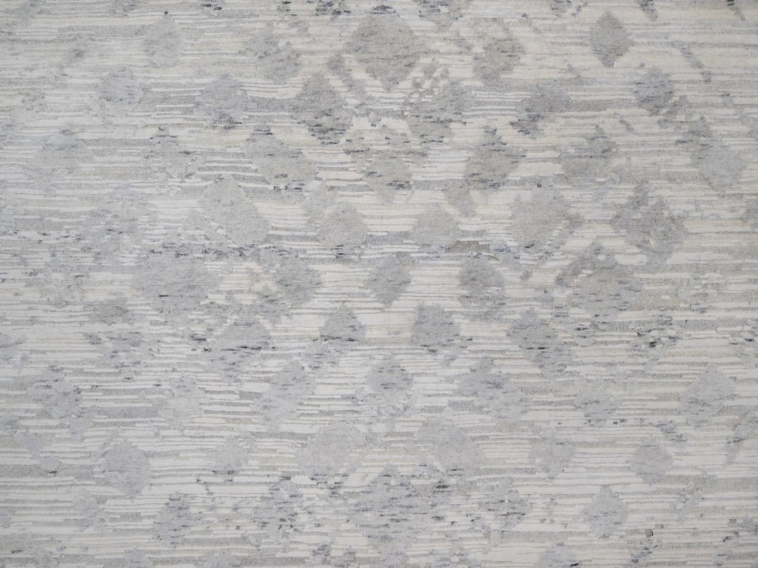 9'0" x 12'1" New Hand Knotted Ivory Wool Rectangle Oriental Rug - MOA10291841