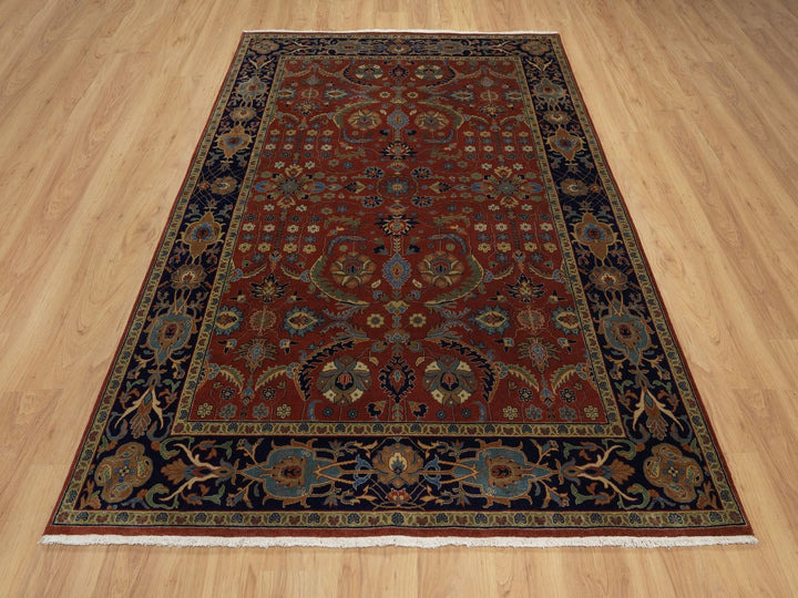 6'0" x 8'7" New Hand Knotted Red Wool Rectangle Oriental Rug - MOA10291845