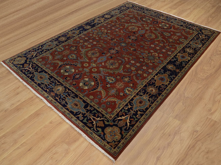 6'0" x 8'7" New Hand Knotted Red Wool Rectangle Oriental Rug - MOA10291845