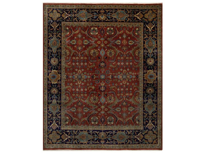 8'0" x 9'10" New Hand Knotted Red Wool Rectangle Oriental Rug - MOA10291846