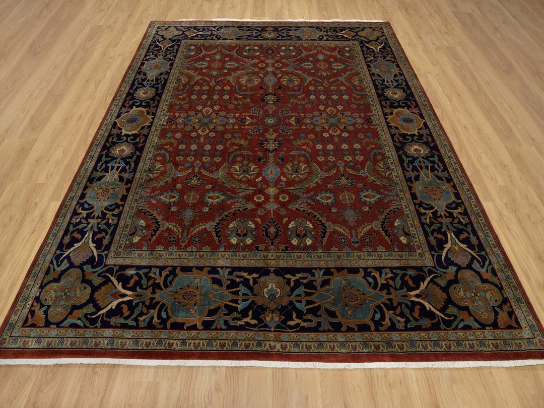 8'0" x 9'10" New Hand Knotted Red Wool Rectangle Oriental Rug - MOA10291846