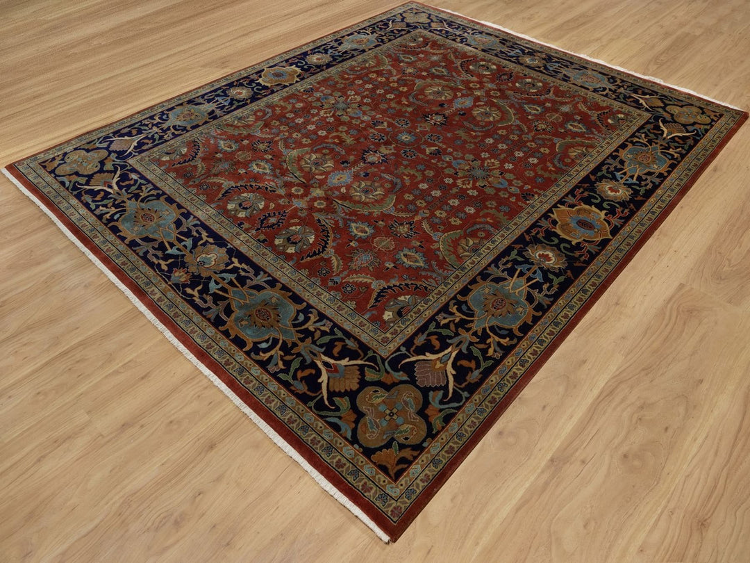8'0" x 9'10" New Hand Knotted Red Wool Rectangle Oriental Rug - MOA10291846