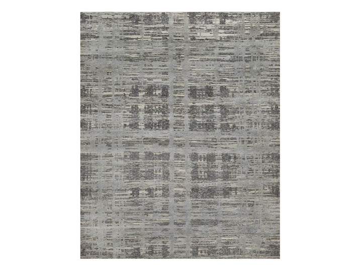 8'1" x 10'2" New Hand Knotted Grey Wool Rectangle Oriental Rug - MOA10291847