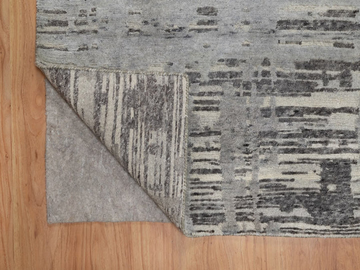 8'1" x 10'2" New Hand Knotted Grey Wool Rectangle Oriental Rug - MOA10291847