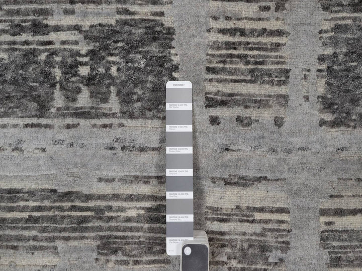 8'1" x 10'2" New Hand Knotted Grey Wool Rectangle Oriental Rug - MOA10291847