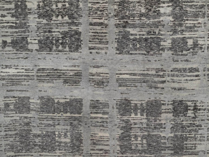 8'1" x 10'2" New Hand Knotted Grey Wool Rectangle Oriental Rug - MOA10291847