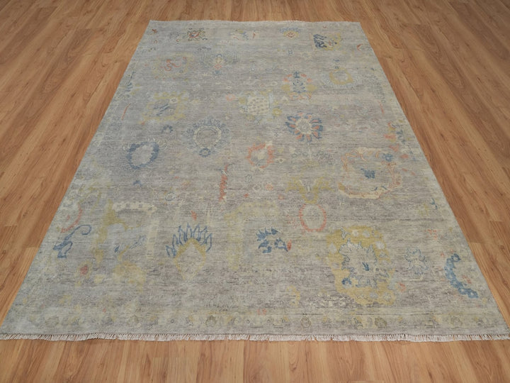 7'8" x 9'11" New Hand Knotted Beige Wool Rectangle Oriental Rug - MOA10291849