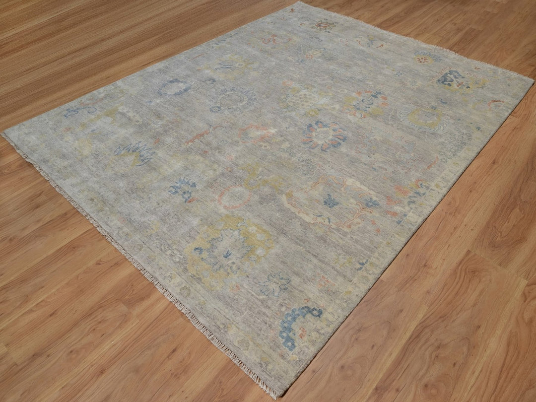 7'8" x 9'11" New Hand Knotted Beige Wool Rectangle Oriental Rug - MOA10291849