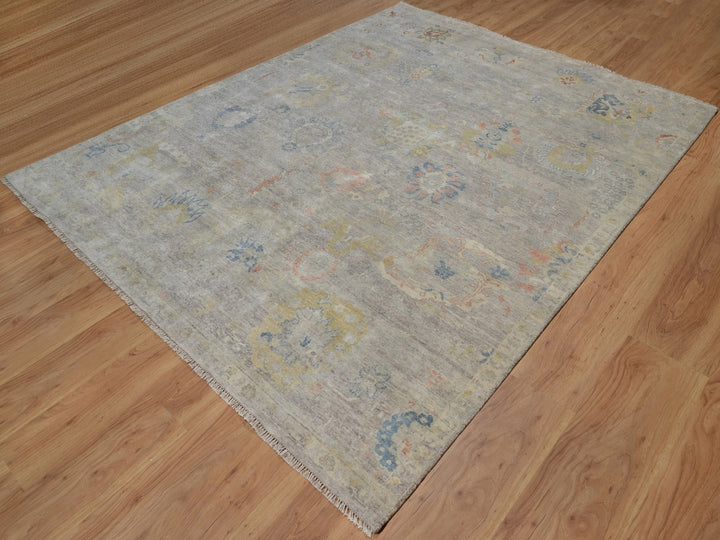 7'8" x 9'11" New Hand Knotted Beige Wool Rectangle Oriental Rug - MOA10291849