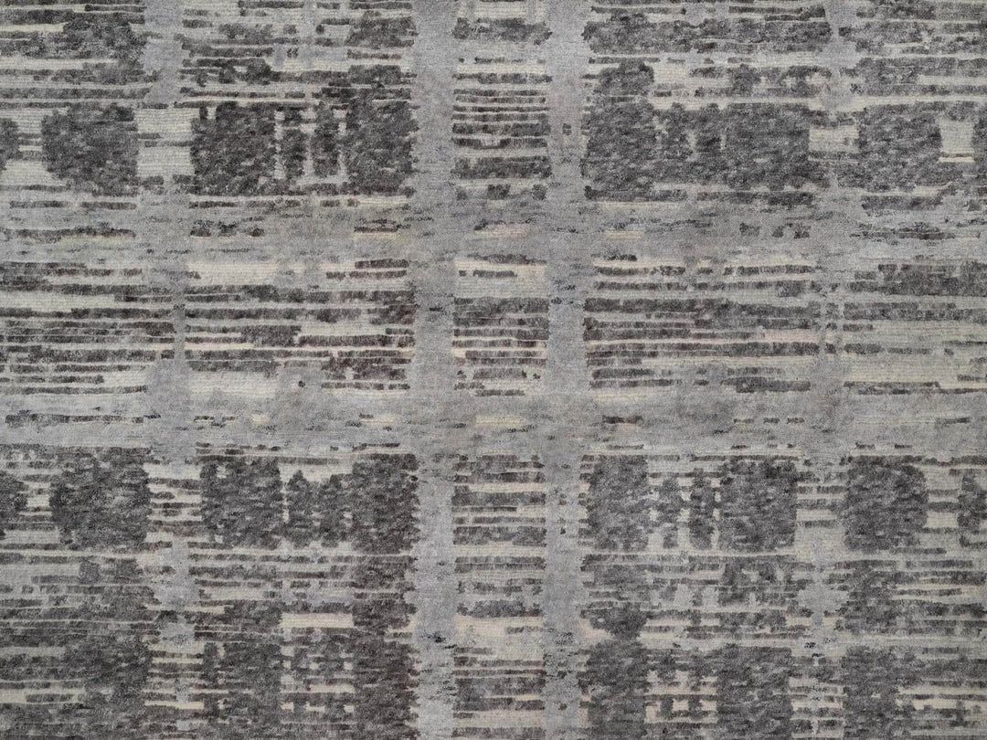 8'11" x 12'1" New Hand Knotted Grey Wool Rectangle Oriental Rug - MOA10291850