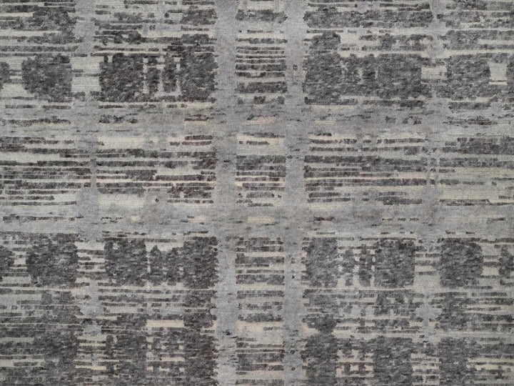 8'11" x 12'1" New Hand Knotted Grey Wool Rectangle Oriental Rug - MOA10291850
