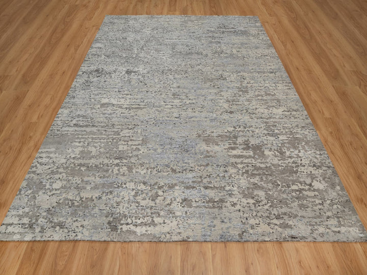 8'0" x 10'2" New Hand Knotted Ivory Wool Rectangle Oriental Rug - MOA10291851