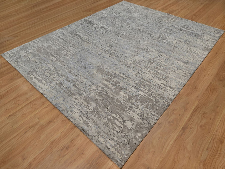 8'0" x 10'2" New Hand Knotted Ivory Wool Rectangle Oriental Rug - MOA10291851