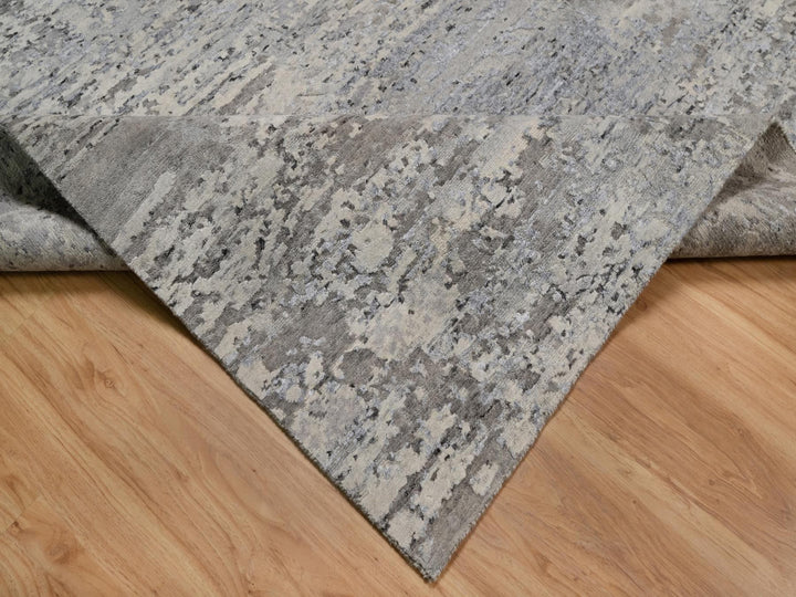 8'0" x 10'2" New Hand Knotted Ivory Wool Rectangle Oriental Rug - MOA10291851