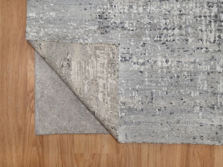 5'1" x 7'1" New Hand Knotted Grey Wool Rectangle Oriental Rug - MOA10291853
