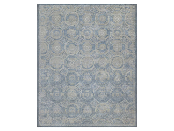 12'0" x 14'10" New Hand Knotted Blue Wool Rectangle Oriental Rug - MOA10291854