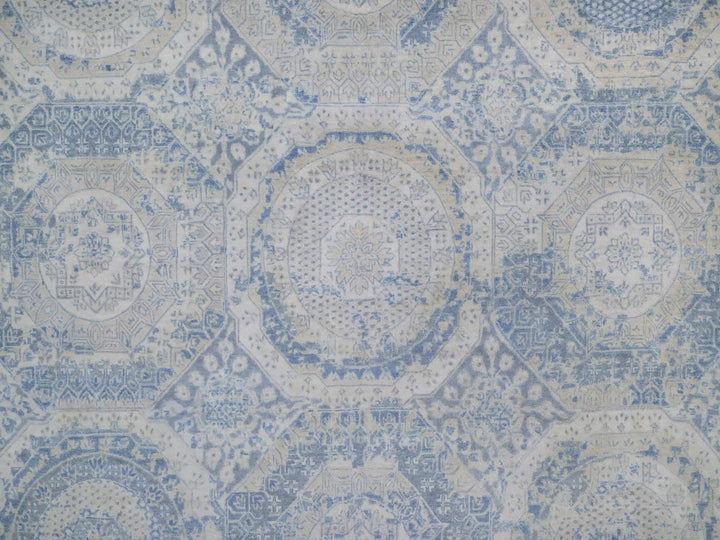 12'0" x 14'10" New Hand Knotted Blue Wool Rectangle Oriental Rug - MOA10291854