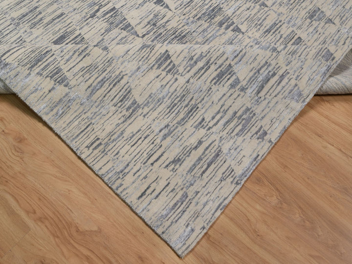 8'1" x 10'0" New Hand Knotted Ivory Wool Rectangle Oriental Rug - MOA10291855