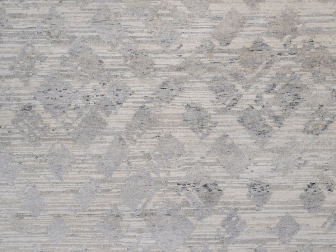 11'11" x 15'3" New Hand Knotted Grey Wool Rectangle Oriental Rug - MOA10291856