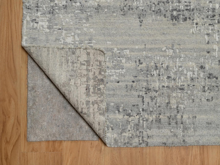 9'1" x 12'2" New Hand Knotted Grey Wool Rectangle Oriental Rug - MOA10291857