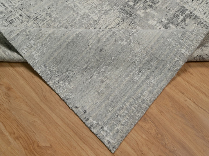 9'1" x 12'2" New Hand Knotted Grey Wool Rectangle Oriental Rug - MOA10291857