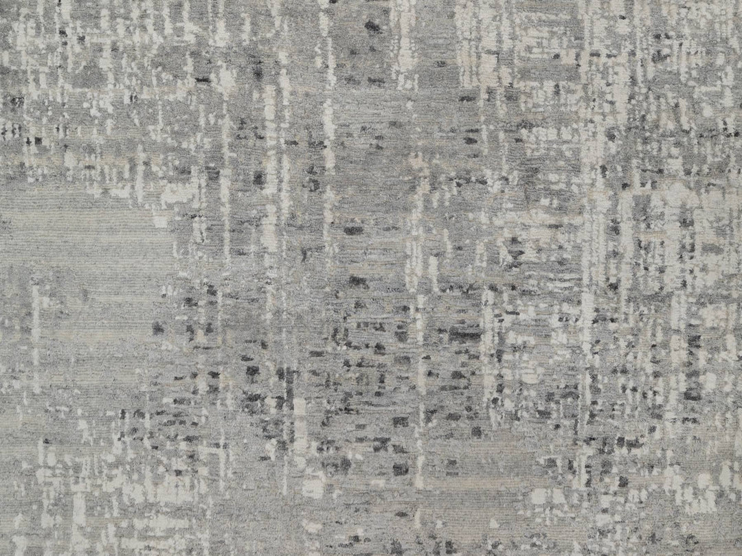 9'1" x 12'2" New Hand Knotted Grey Wool Rectangle Oriental Rug - MOA10291857