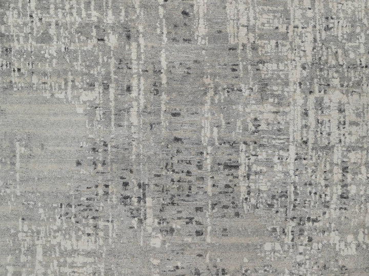 9'1" x 12'2" New Hand Knotted Grey Wool Rectangle Oriental Rug - MOA10291857
