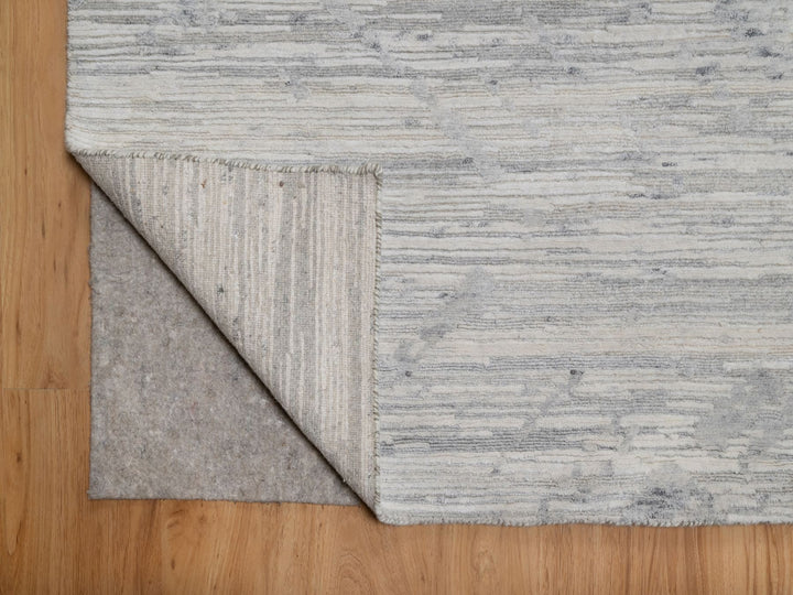 9'0" x 12'1" New Hand Knotted Grey Wool Rectangle Oriental Rug - MOA10291859