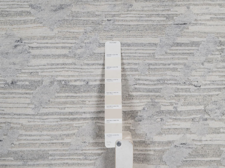 9'0" x 12'1" New Hand Knotted Grey Wool Rectangle Oriental Rug - MOA10291859