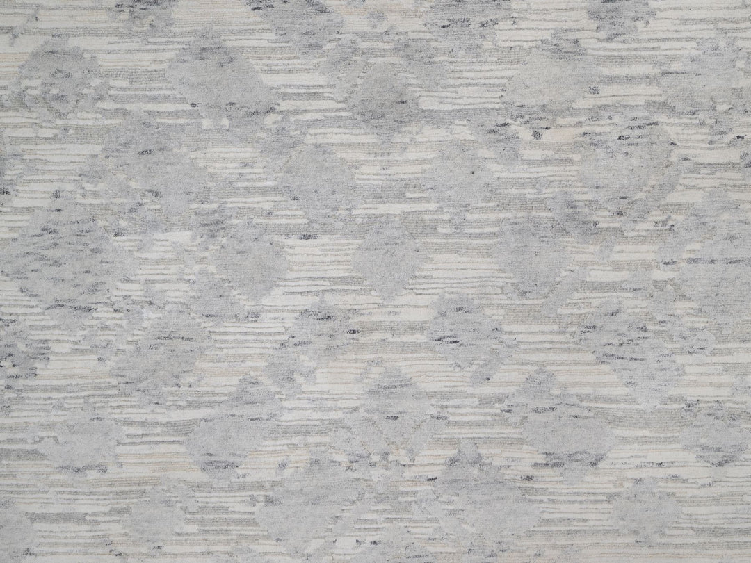 9'0" x 12'1" New Hand Knotted Grey Wool Rectangle Oriental Rug - MOA10291859