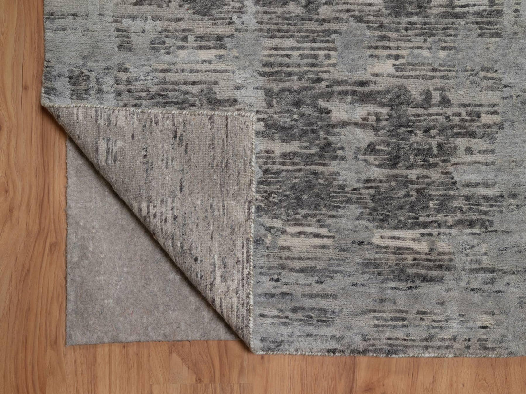 12'0" x 14'11" New Hand Knotted Grey Wool Rectangle Oriental Rug - MOA10291860