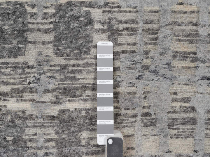 12'0" x 14'11" New Hand Knotted Grey Wool Rectangle Oriental Rug - MOA10291860