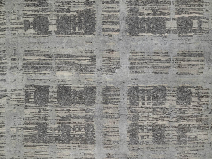 12'0" x 14'11" New Hand Knotted Grey Wool Rectangle Oriental Rug - MOA10291860
