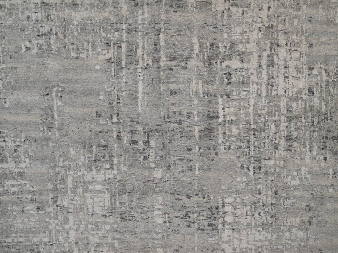 9'11" x 14'1" New Hand Knotted Grey Wool Rectangle Oriental Rug - MOA10291861