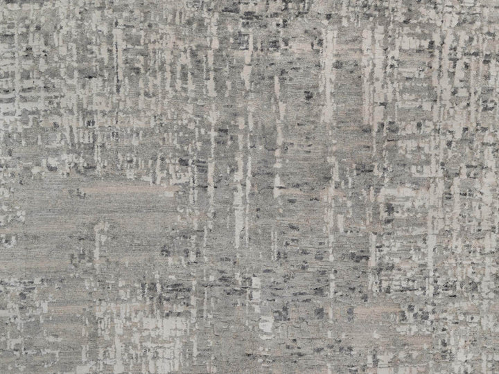 9'11" x 9'11" New Hand Knotted Grey Wool Round Oriental Rug - MOA10291862
