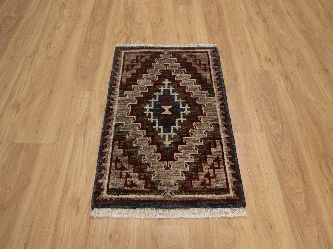 2'0" x 3'2" New Hand Knotted Brown Wool Rectangle Oriental Rug - MOA10291863