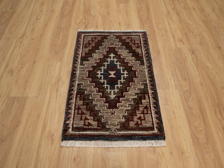 2'0" x 3'2" New Hand Knotted Brown Wool Rectangle Oriental Rug - MOA10291863