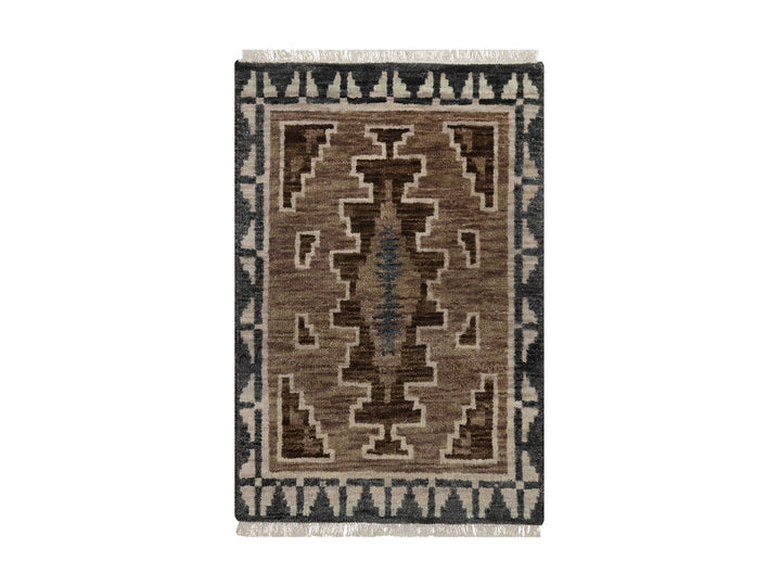 2'0" x 3'1" New Hand Knotted Brown Wool Rectangle Oriental Rug - MOA10291865