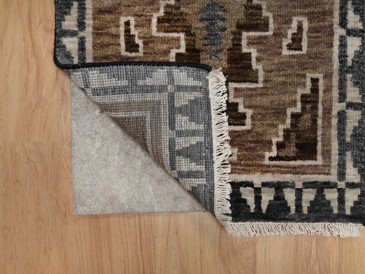 2'0" x 3'1" New Hand Knotted Brown Wool Rectangle Oriental Rug - MOA10291865