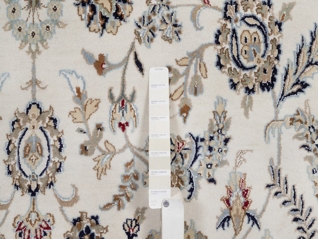 8'7" x 12'2" New Hand Knotted Ivory Wool & Silk Rectangle Oriental Rug - MOA10291867