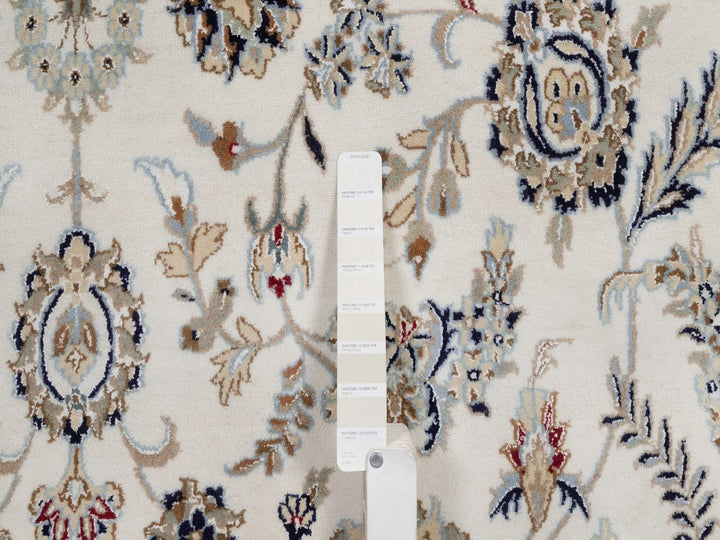 8'7" x 12'2" New Hand Knotted Ivory Wool & Silk Rectangle Oriental Rug - MOA10291867