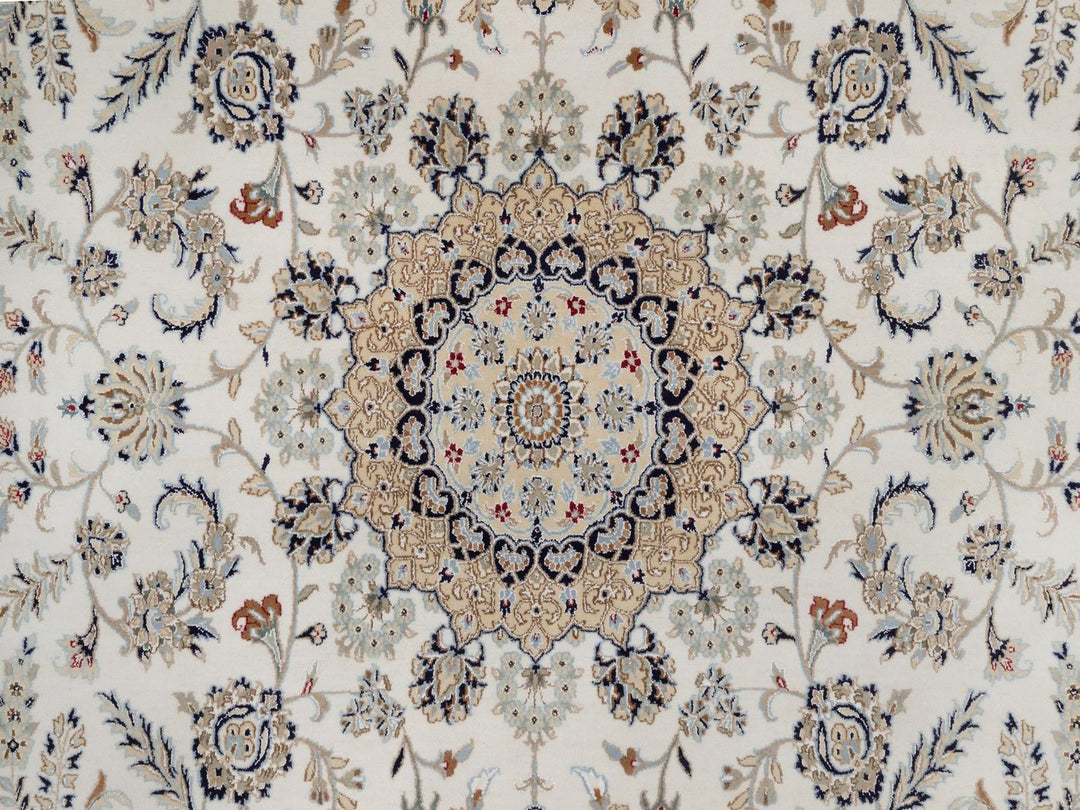 8'7" x 12'2" New Hand Knotted Ivory Wool & Silk Rectangle Oriental Rug - MOA10291867