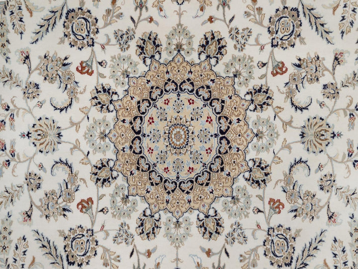 8'7" x 12'2" New Hand Knotted Ivory Wool & Silk Rectangle Oriental Rug - MOA10291867